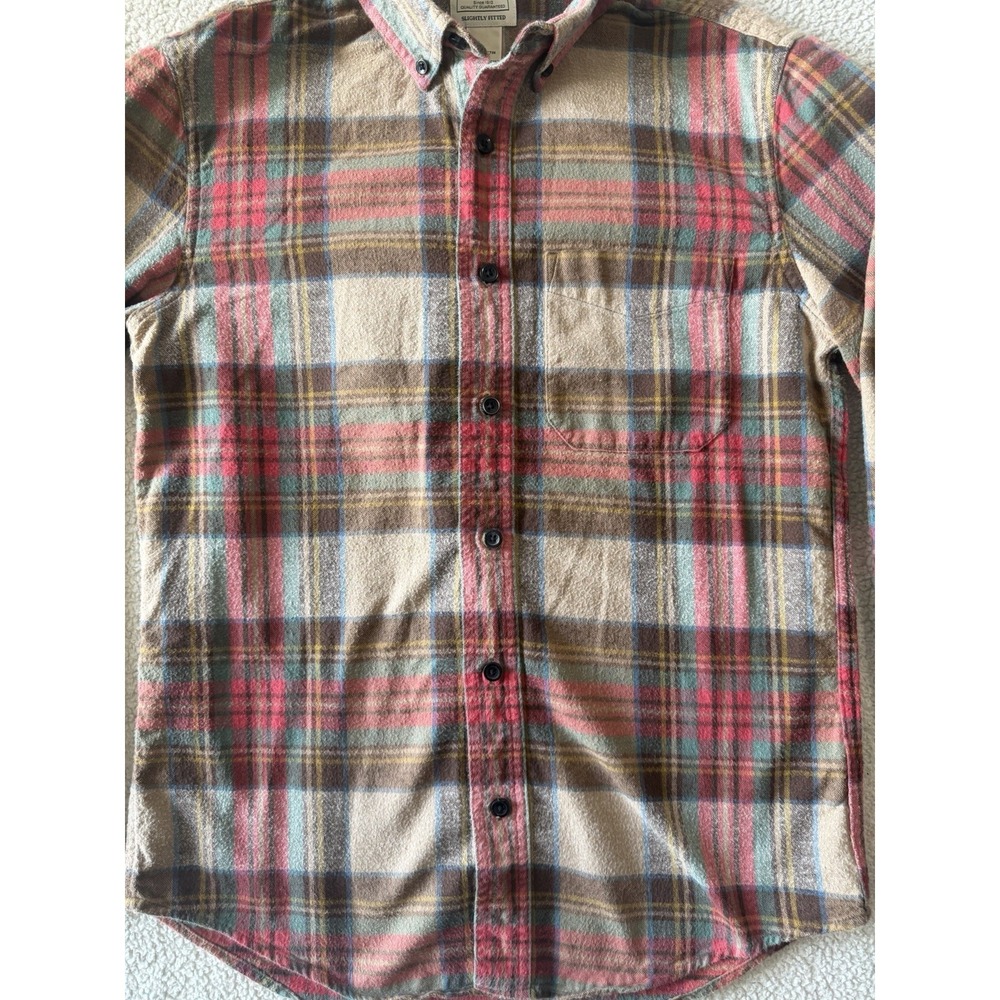 LL Bean Flannel Shirt Men Small Slightly Fitted Plaid Button Down Cotton - Picture 4 of 6